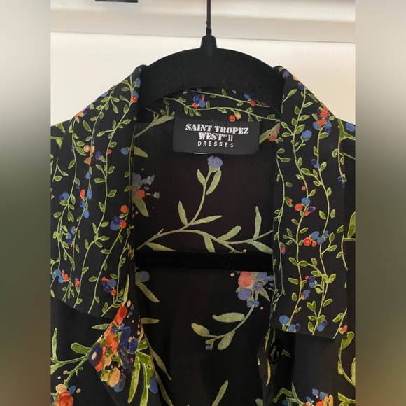 Saint Tropez West Long Sleeve Floral Blouse Sz M - Picture 5 of 7
